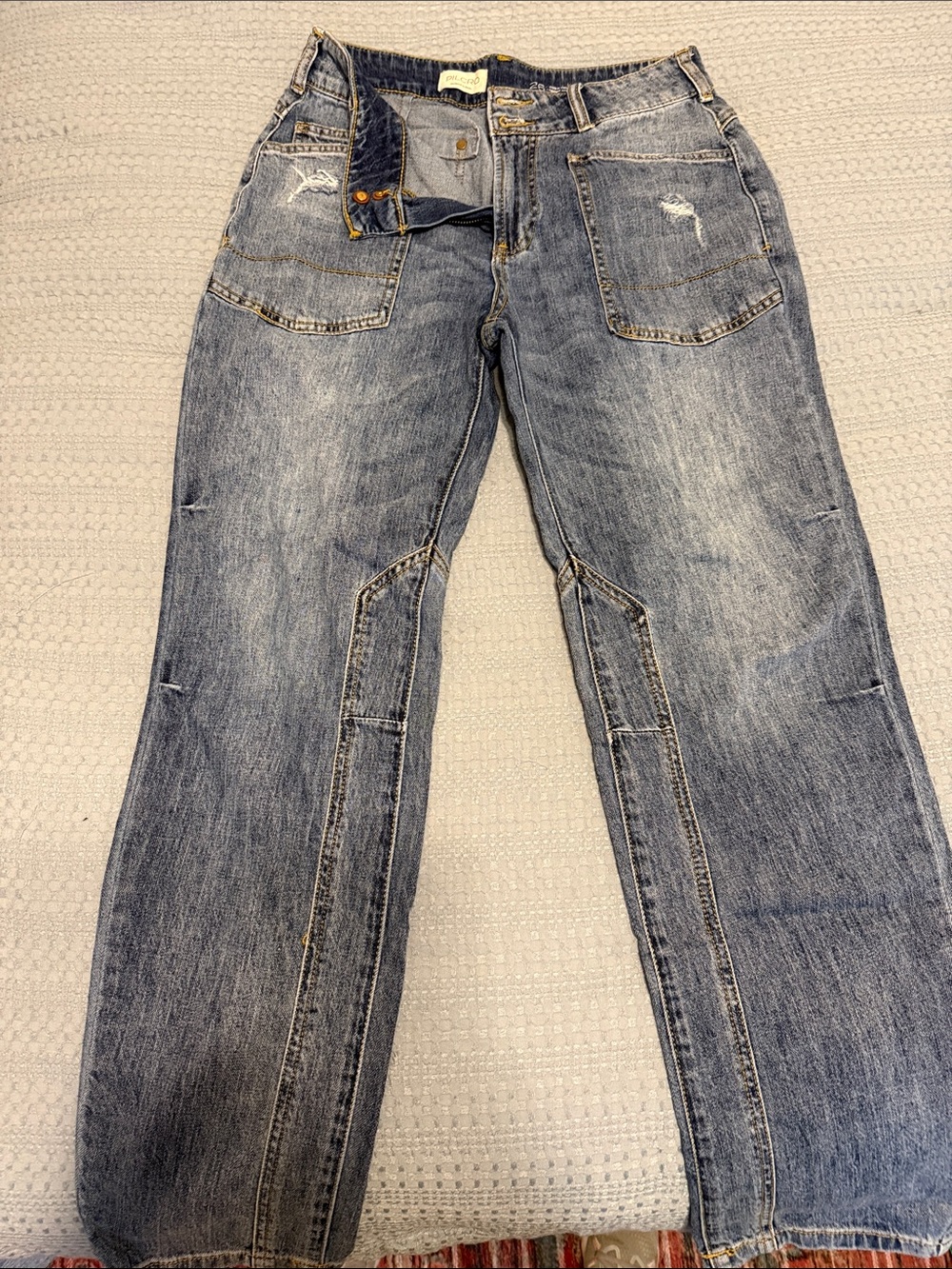 Pilcro Women's Relaxed Blue Distressed Jeans